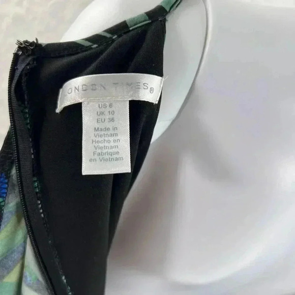 London Times Jumpsuit Romper 6 Tropical Botanical Palm Print Beach Vacation - Picture 15 of 16